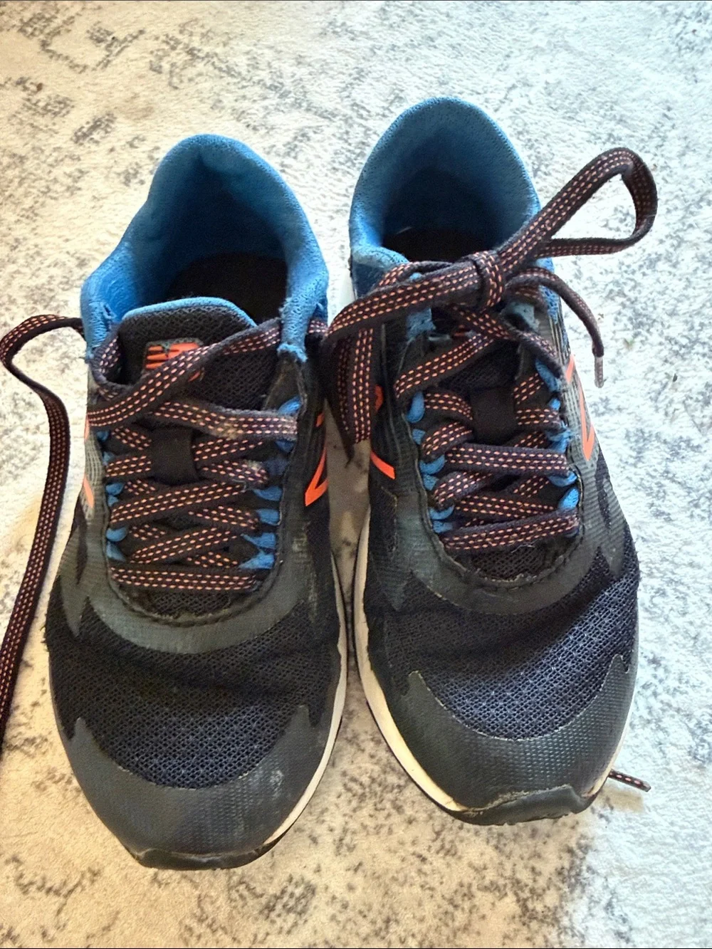 New Balance Kids' Navy and Orange Lace-Up Sneakers